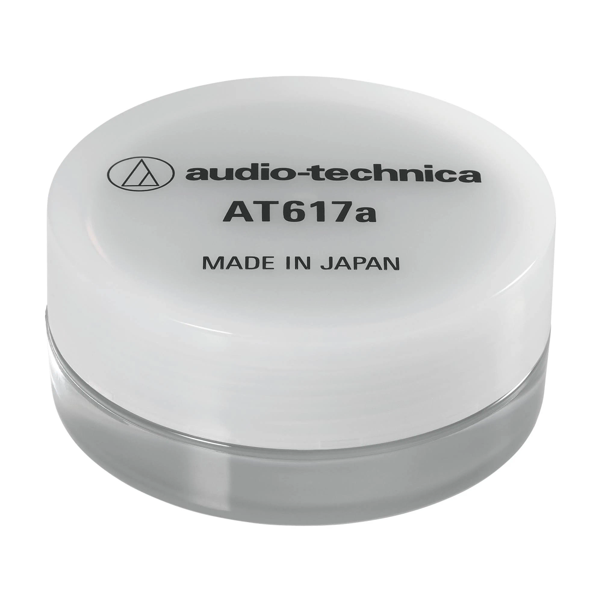 Envase redondo y blanco de Audio-Technica AT617a con texto negro sobre fondo blanco.