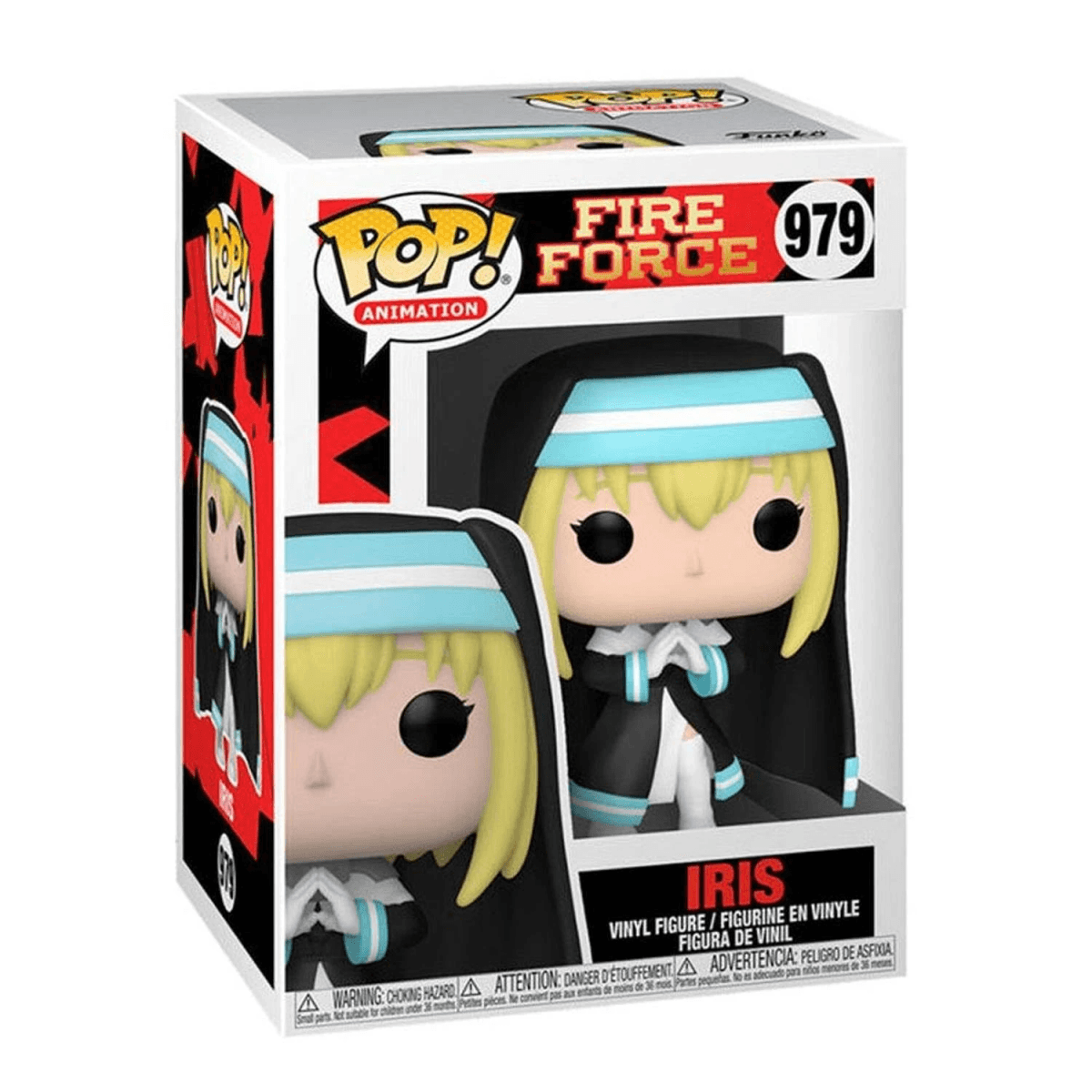Una figura Funko Pop de Iris de Fire Force en su embalaje original.