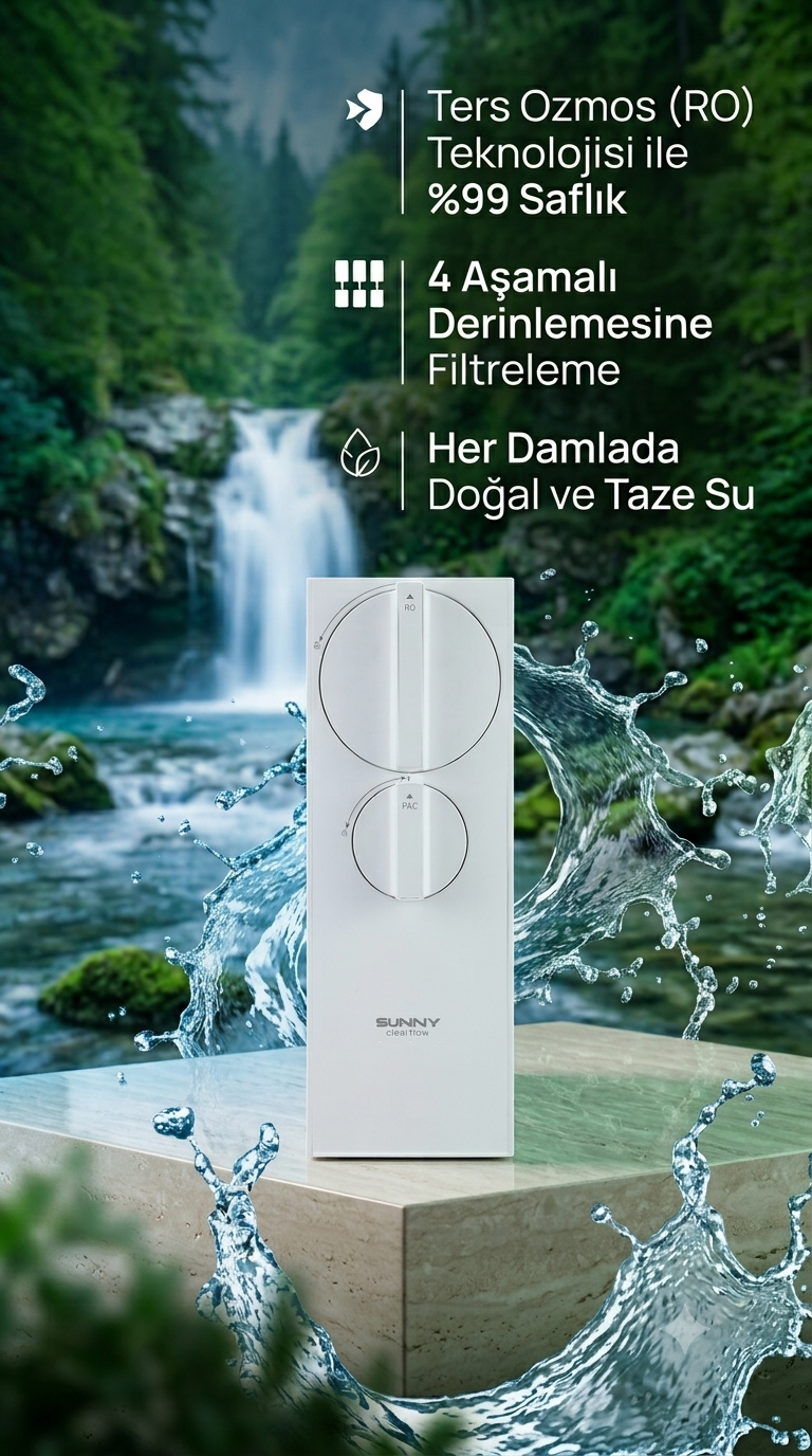 Şelale önünde sıçrayan su ve metinli taş üzerinde beyaz su filtresi.