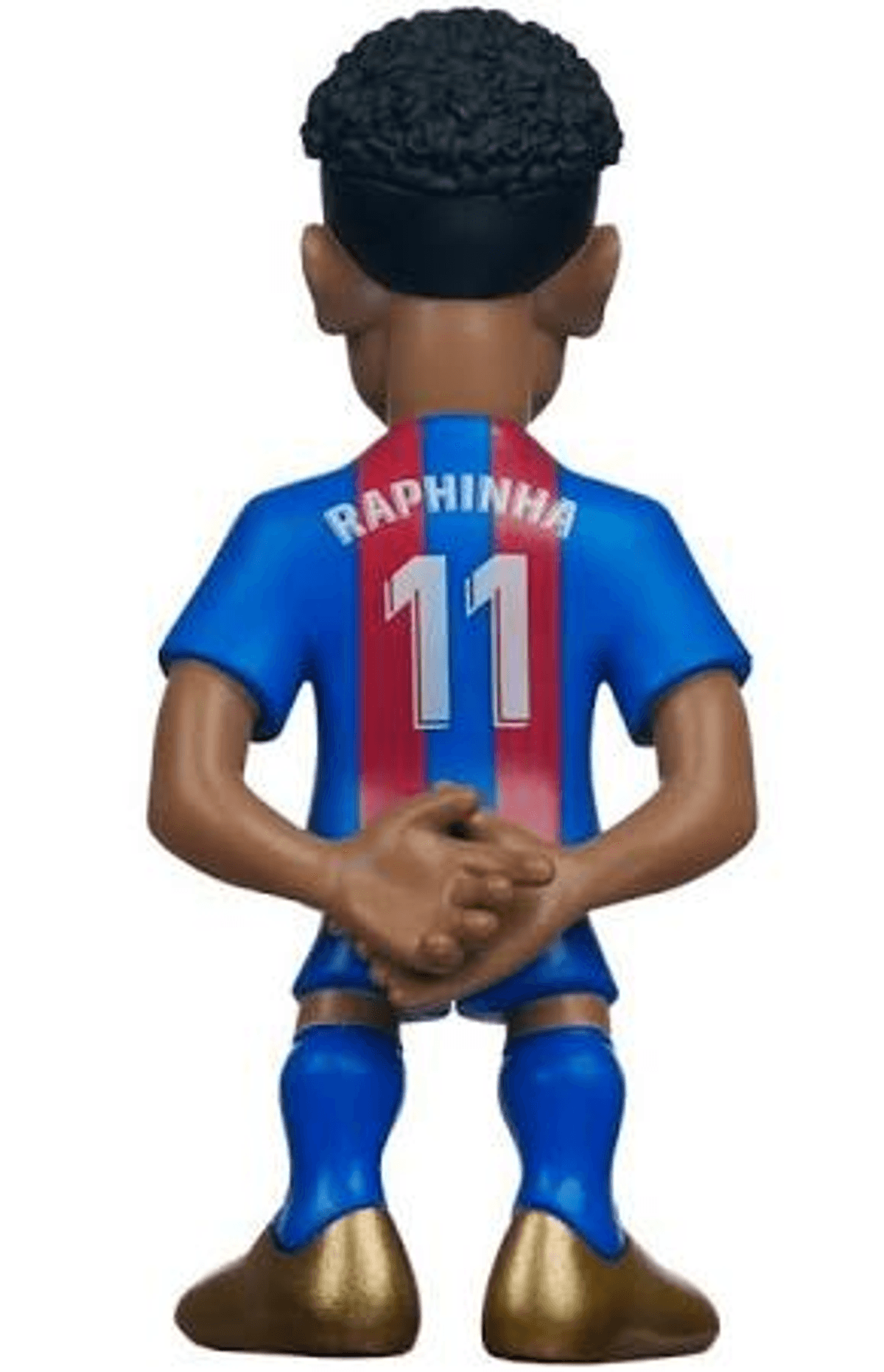 Vista posterior de una figura coleccionable de Raphinha con la camiseta número 11 del Barcelona.