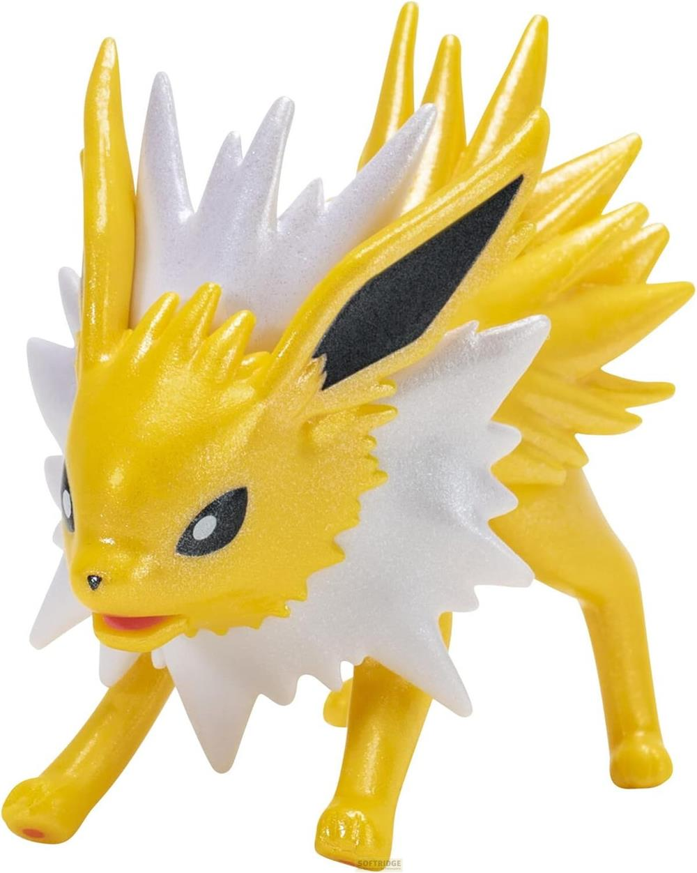 Gelb-weiße Pokémon-Figur Jolteon mit Stacheln und schwarzen Ohren.