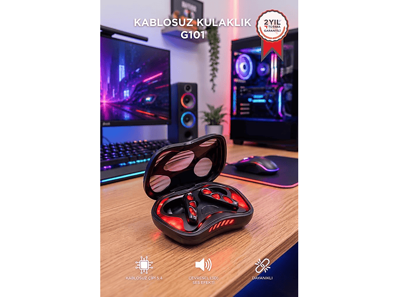 TORIMA G101 Bluetooth 5.4 3D Sesli Kablosuz Gaming Kulak İçi Kulaklık Siyah