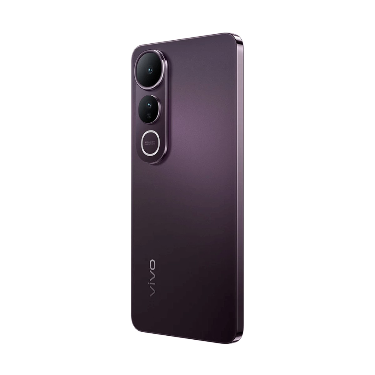 Retro di uno smartphone Vivo scuro con modulo fotocamera verticale e logo.