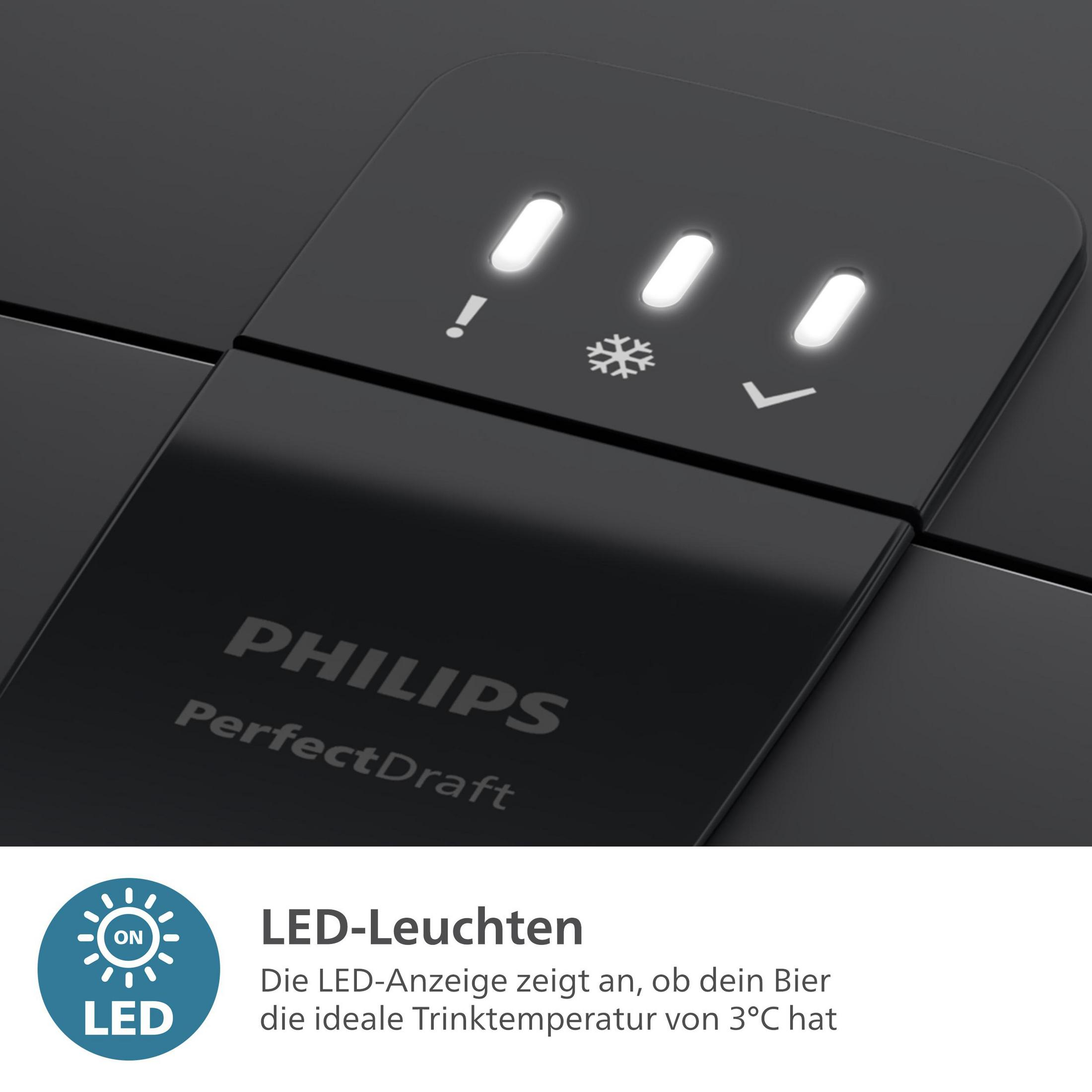 Philips PerfectDraft LED-Anzeige für die ideale Trinktemperatur von 3°C.