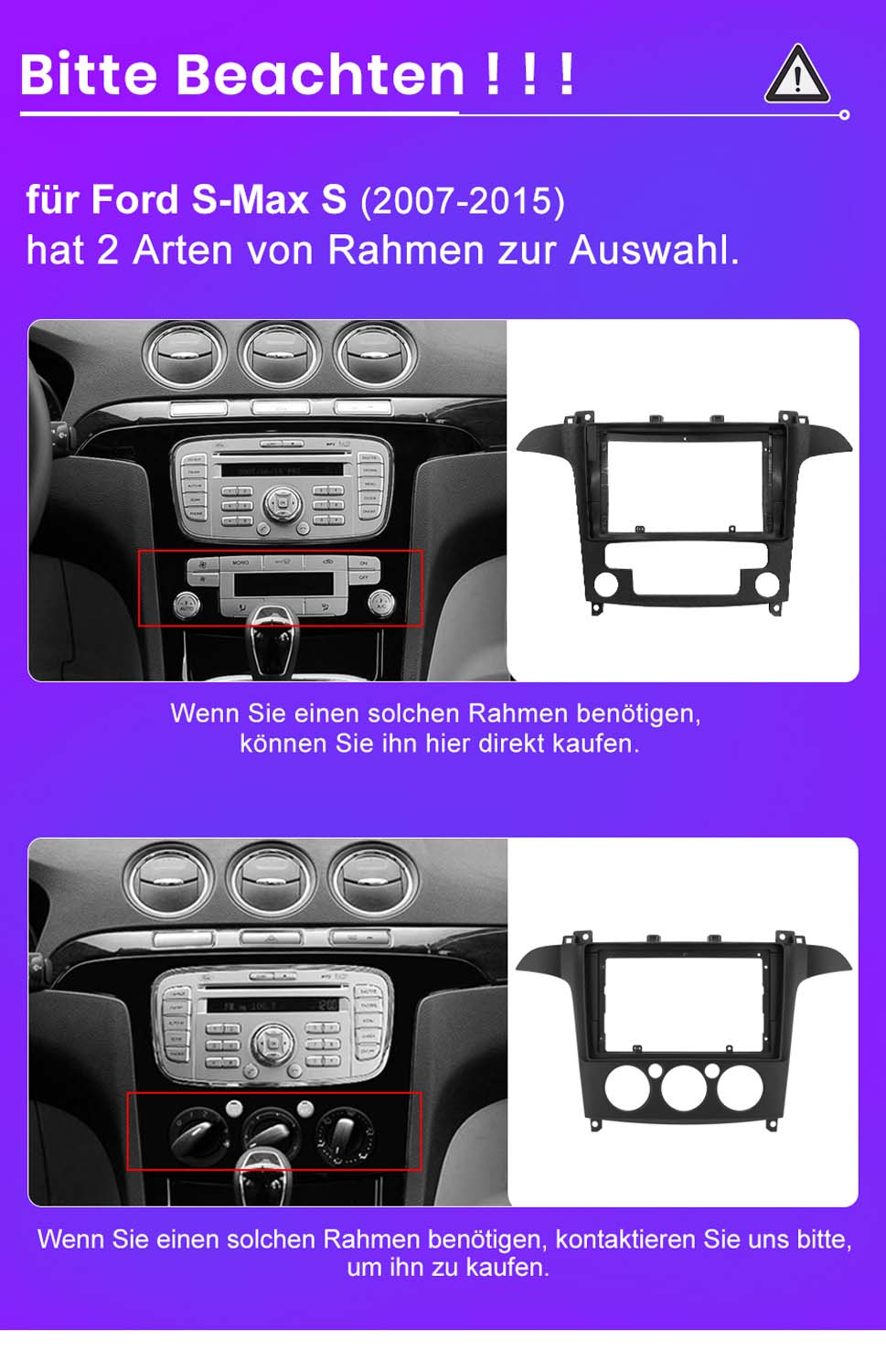 Confronto tra due cruscotti e cornici radio compatibili per Ford S-Max S.