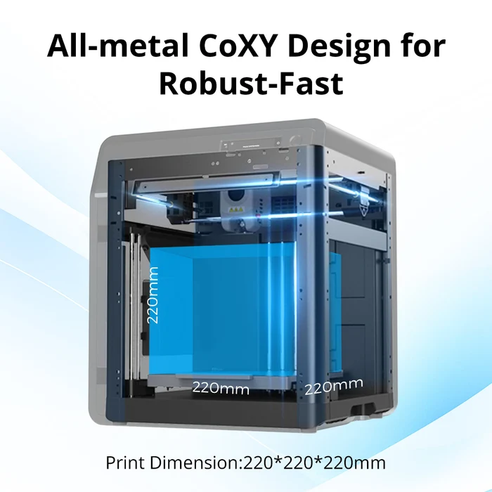 3D-Drucker mit All-Metal-CoreXY-Design, 220x220x220 mm Bauraum.