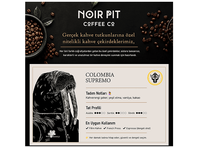 NOIR PIT COFFEE CO Colombia Supremo 60 pieces Kapsül Kahve Fiyat