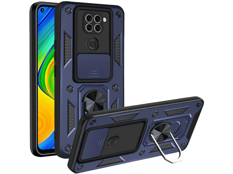 NEWFACE Xiaomi Redmi Note 9 4g Uyumlu Pars Lens Yüzüklü Silikon Telefon Kılıfı Lacivert