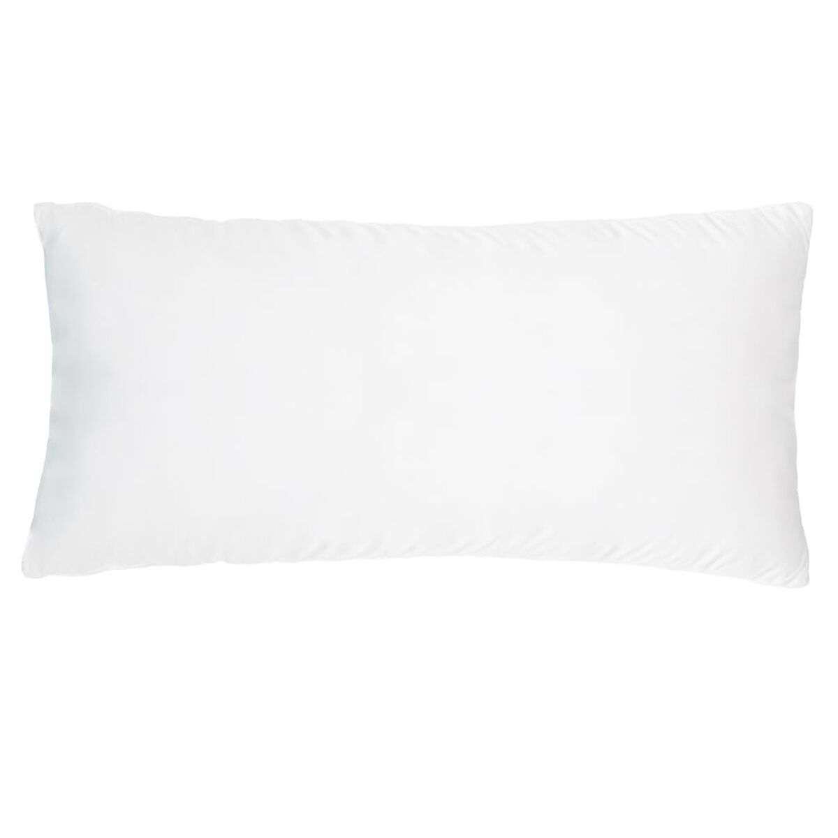 Una almohada blanca rectangular simple sobre un fondo blanco.