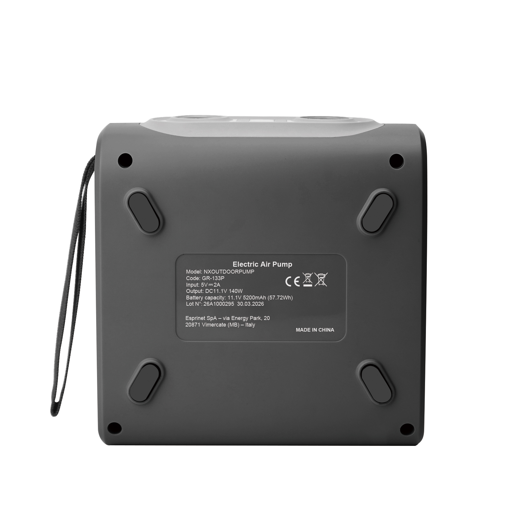 POMPA ELETTRICA PORTATILE NILOX NXOUTDOORPUMP, LCD, 22 PSI, batteria 5 Ah, 1,1 kg