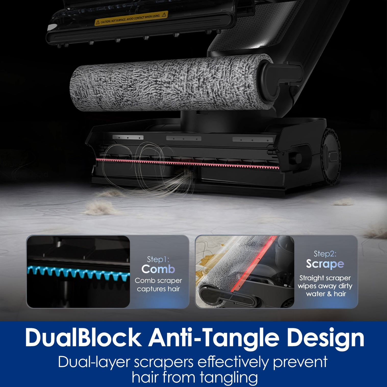 Design anti-emmêlage DualBlock avec racloirs double couche.