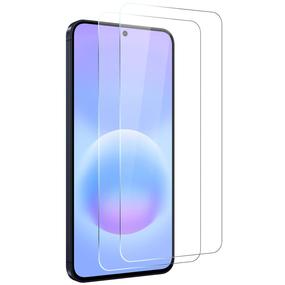 Smartphone con due pellicole protettive trasparenti fluttuanti.