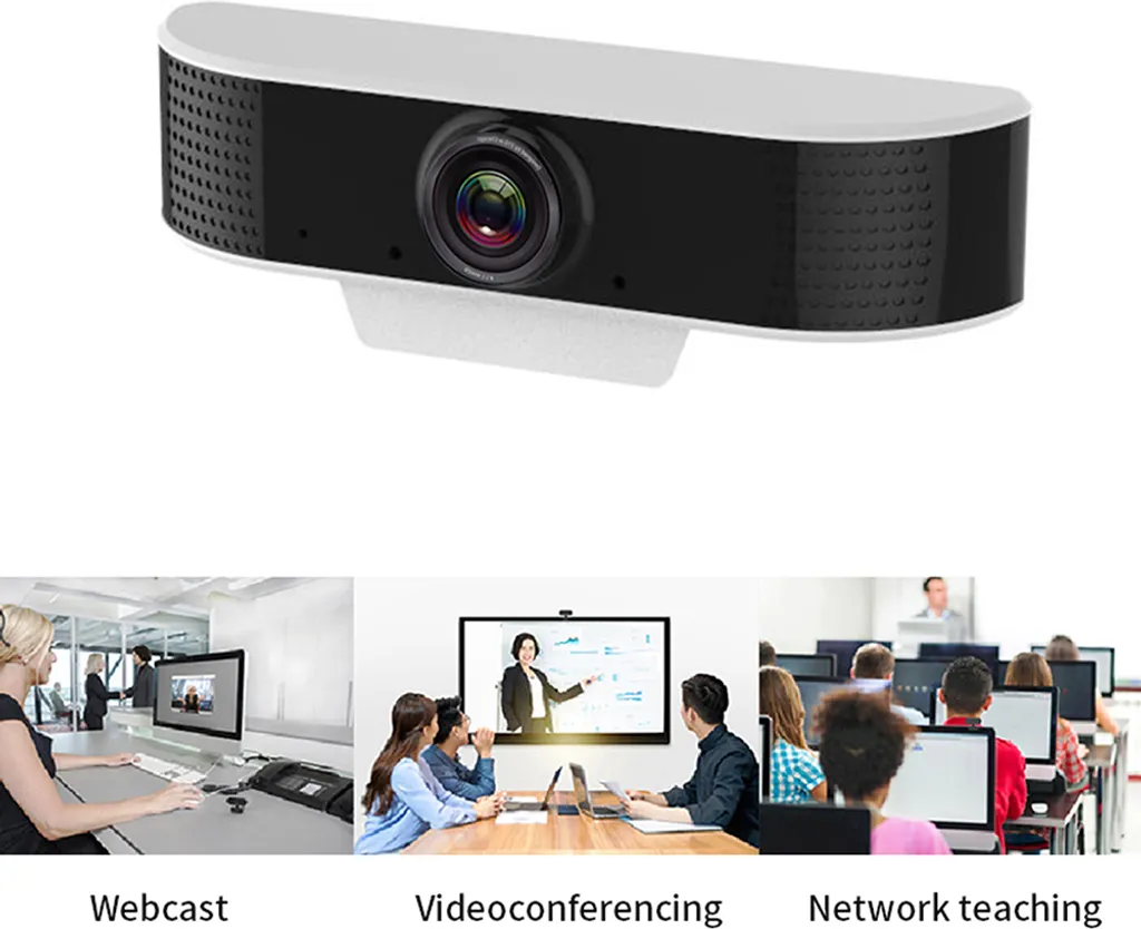 Eine Konferenzkamera über drei Szenarien: Webcast, Videokonferenz und Unterricht.