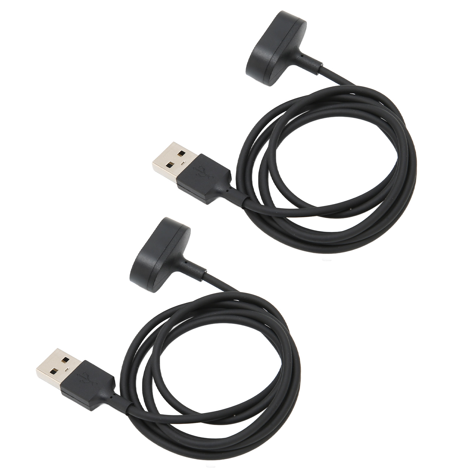 Zwei schwarze Ladekabel mit USB-A-Anschlüssen auf weißem Hintergrund.