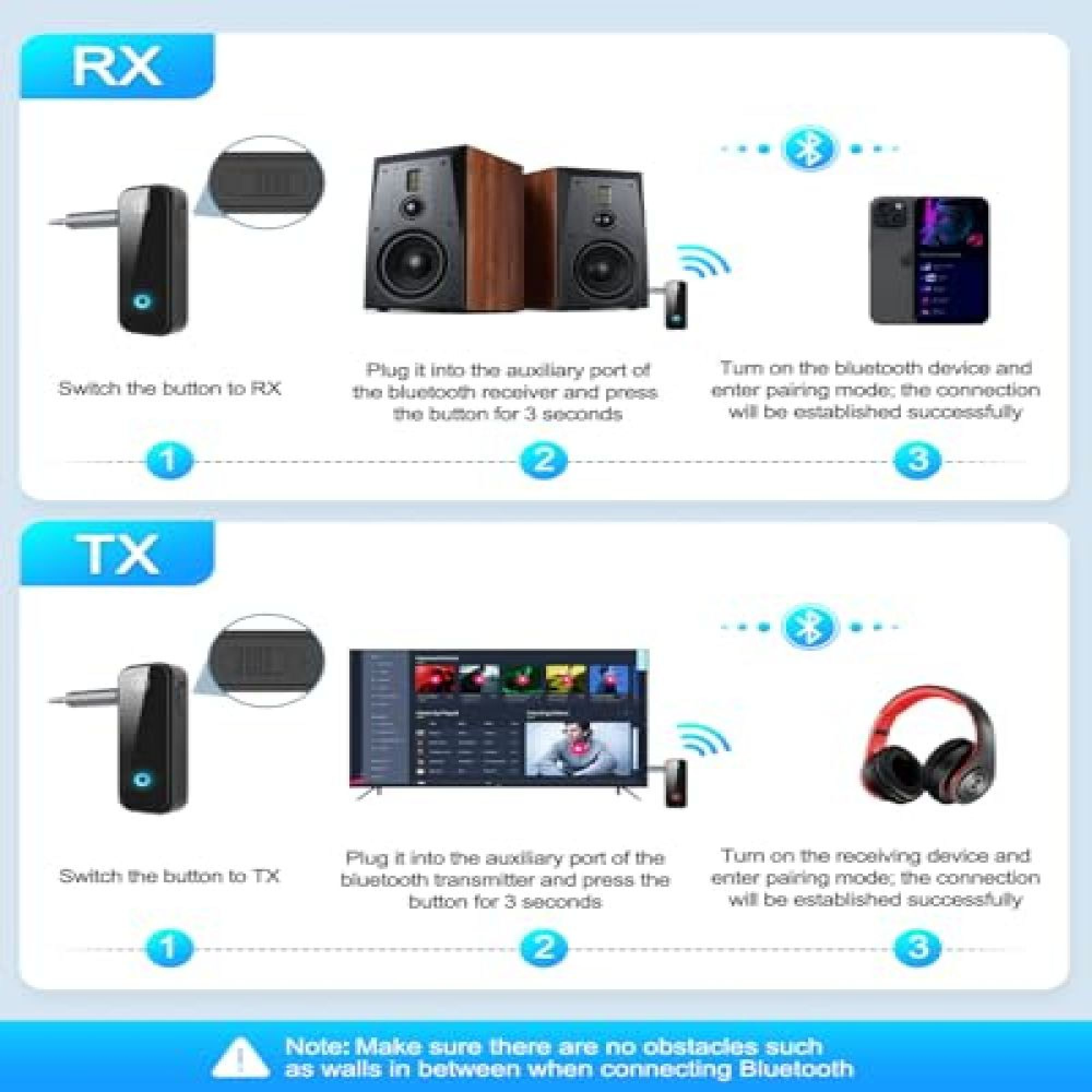 Anleitung zur Verwendung eines Bluetooth-Adapters im RX- und TX-Modus mit drei einfachen Schritten.