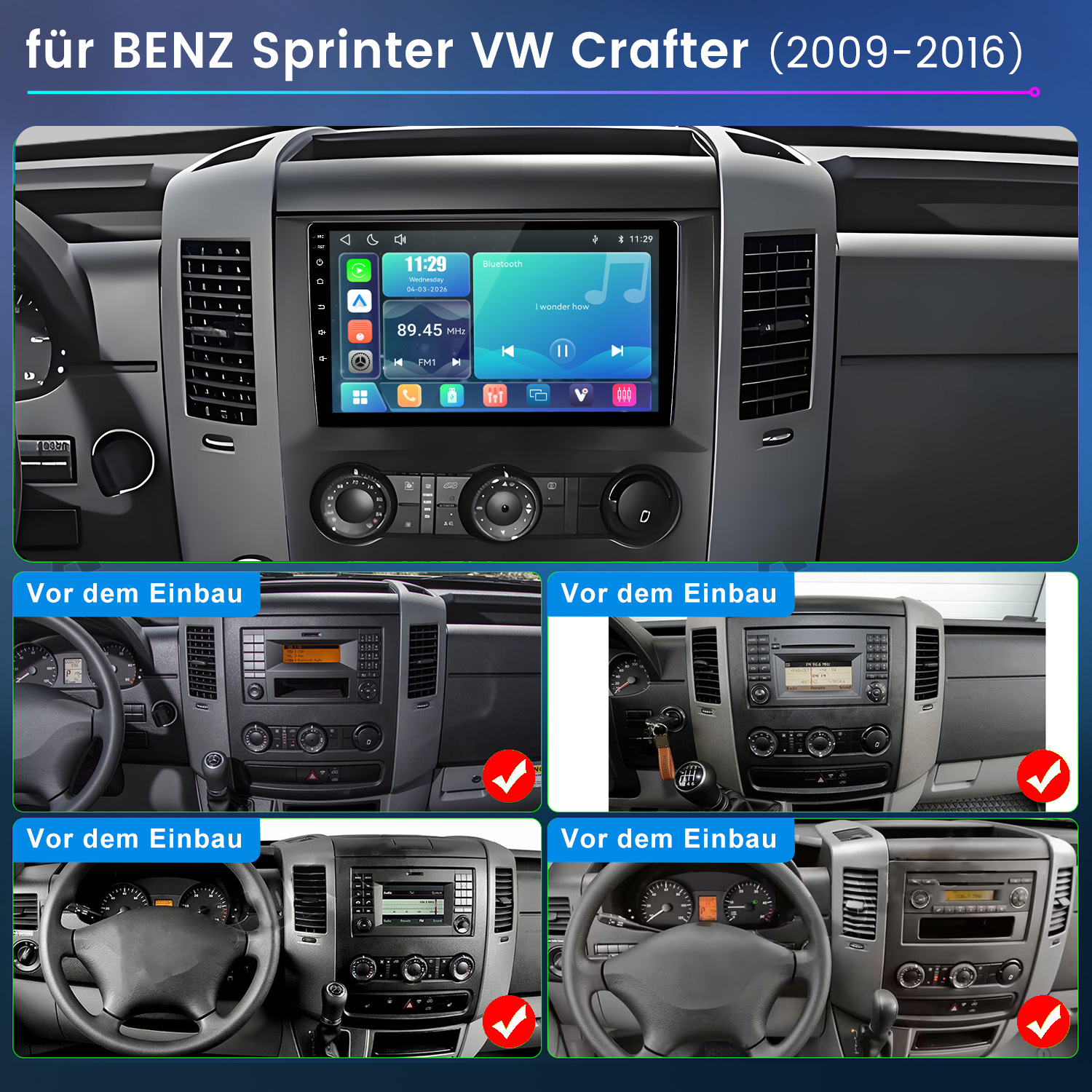 Autocockpit mit modernem Multimedia-Bildschirm im Armaturenbrett.