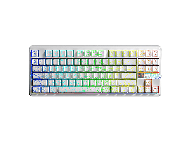 AULA F87 PRO V2 Mekanik RGB TKL Star Vector Switch Makrolu Hot Swap Desenli Kablosuz Oyuncu Klavyesi Beyaz