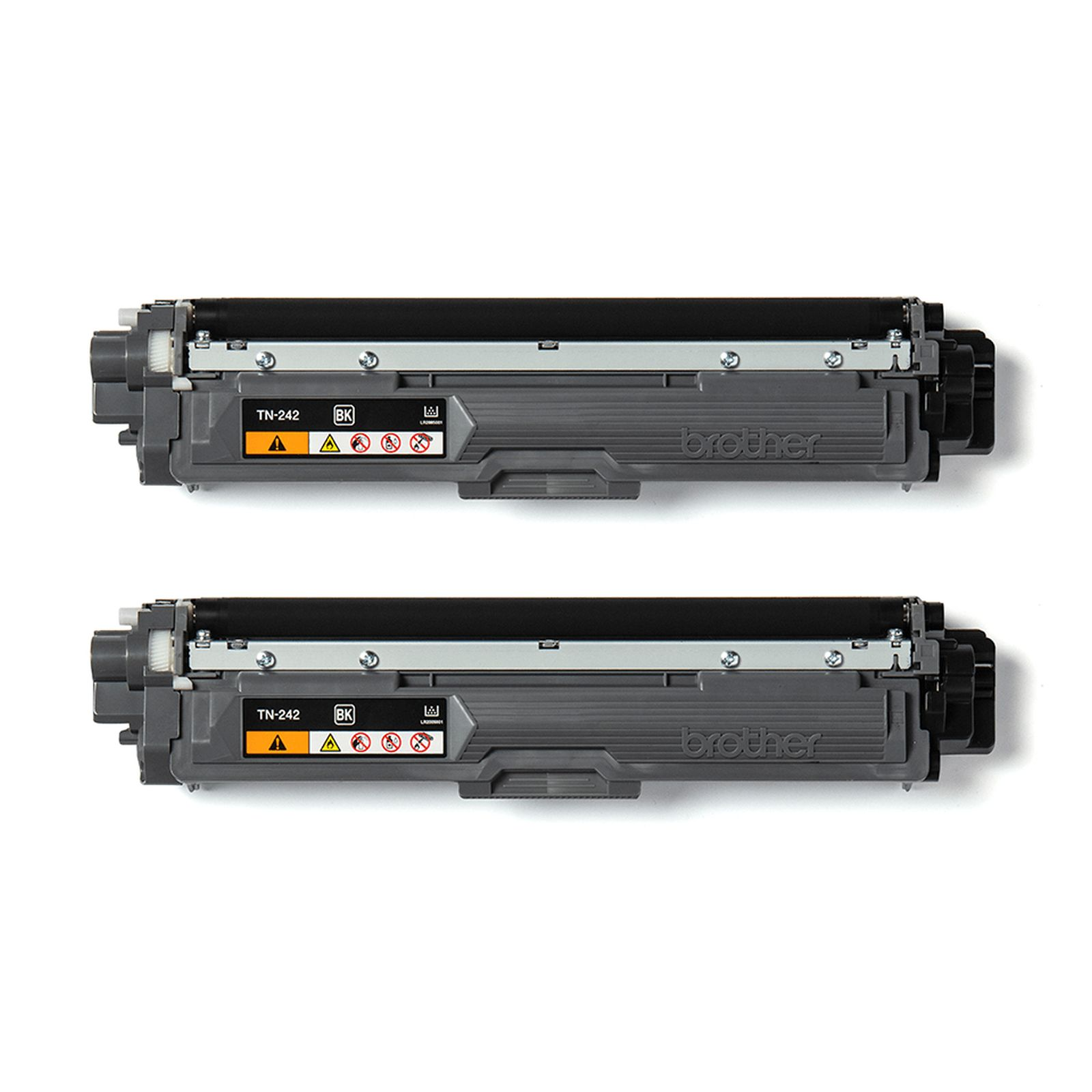 Due toner neri Brother TN-242 identici su uno sfondo bianco.
