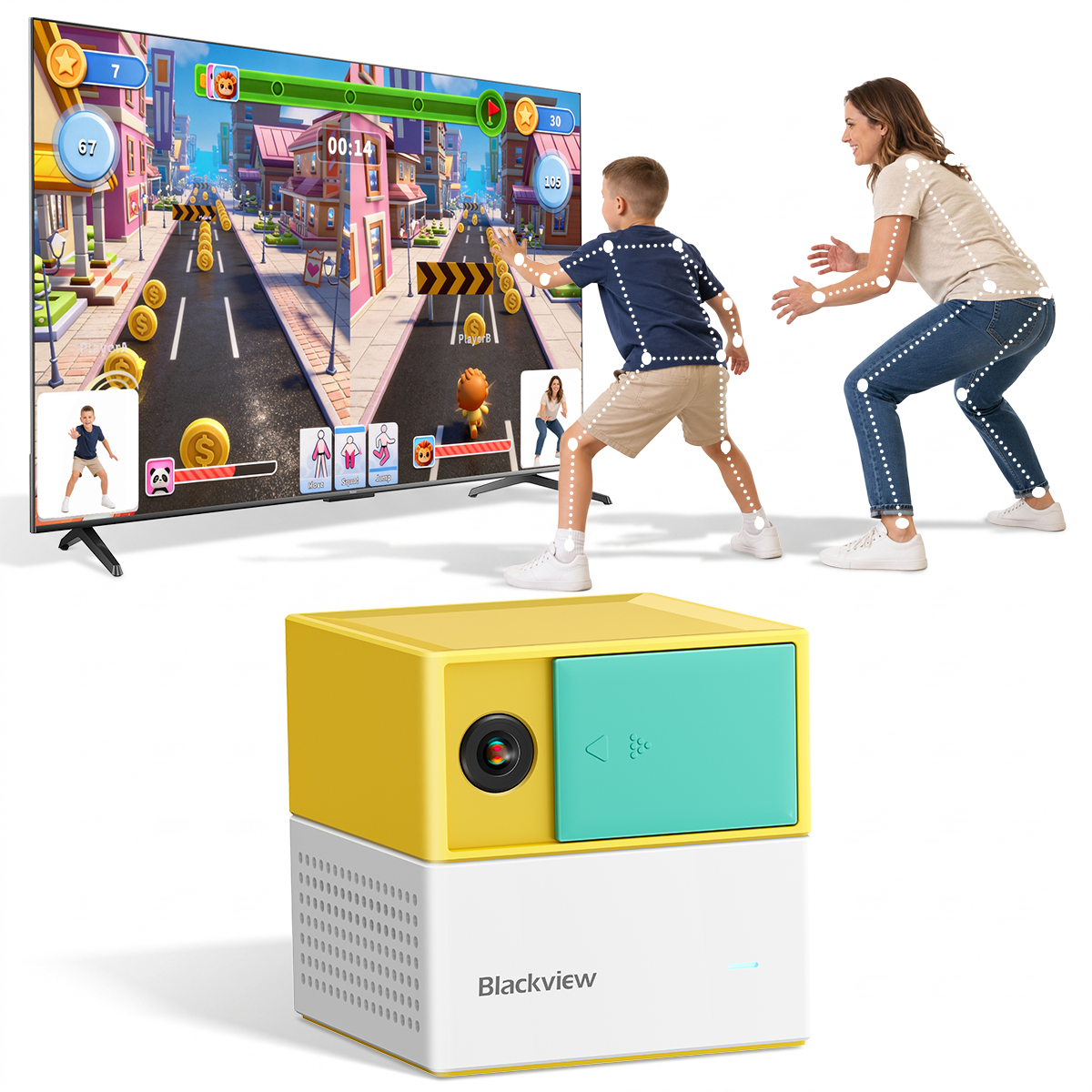 BLACKVIEW PlayPop 8 Bewegingsgestuurde spelcomputer met AI Crèmegeel