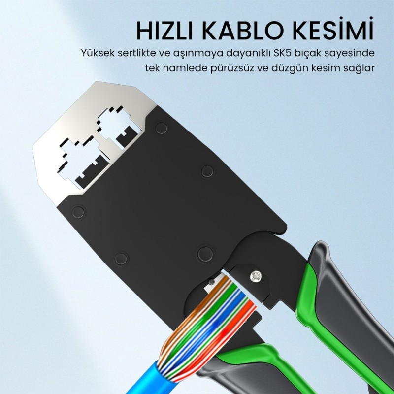 VEGGIEG RJ45 RJ11 RJ12 6P/8P Ağ ve Telefon Kablosu Jak Kesme Soyma Sıkma Çakma Pensesi