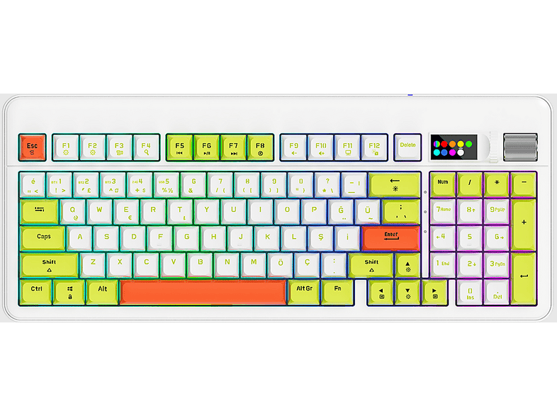 BRONZTURQ MK1120 RGB 3N1(Wired + 2.4G + Bluetooth ) Kablolu Mekanik Klavye Beyaz