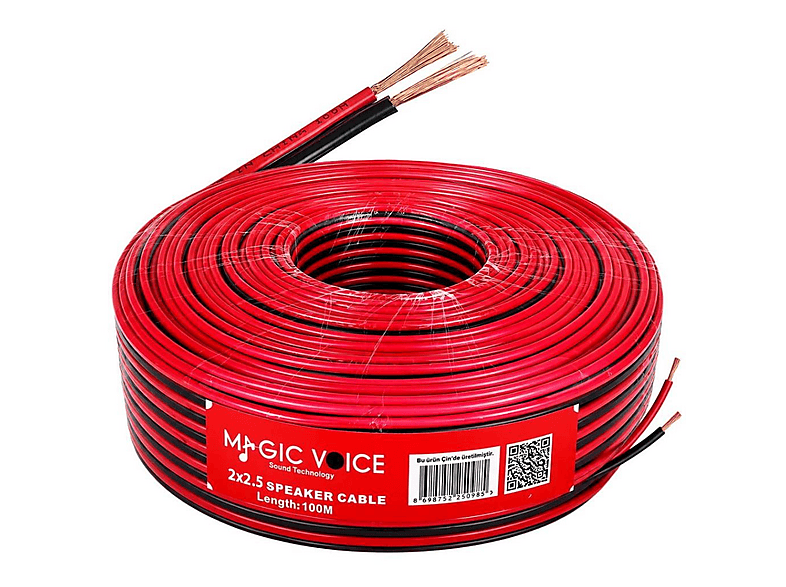 MAGICVOICE MV-29560 2x2.50 mm Siyah Kırmızı 100 Metre CCA Hoparlör Kablosu