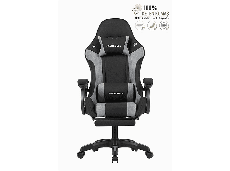 FASHCOLLE Dynamic Air Kumaş Masajlı Oyuncu Koltuğu Gri-Siyah