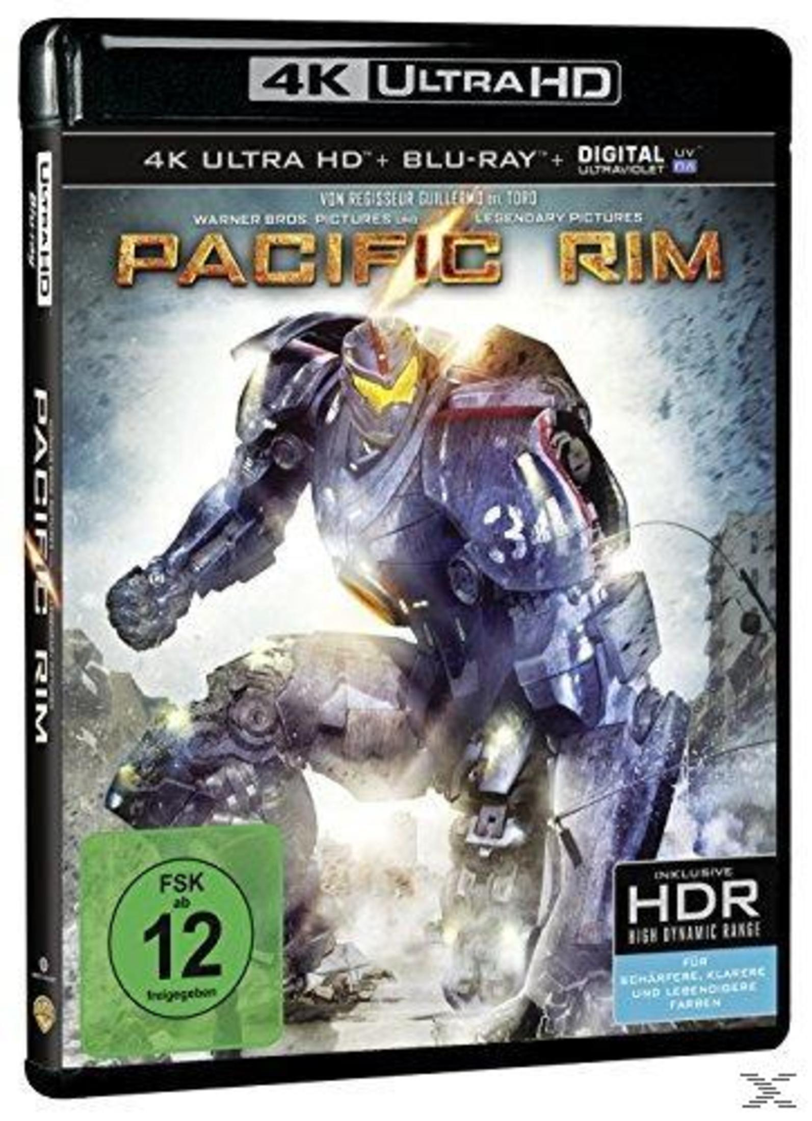 Blu-ray-Hülle des Films Pacific Rim mit einem großen Roboter vor einem zerstörten Hintergrund.