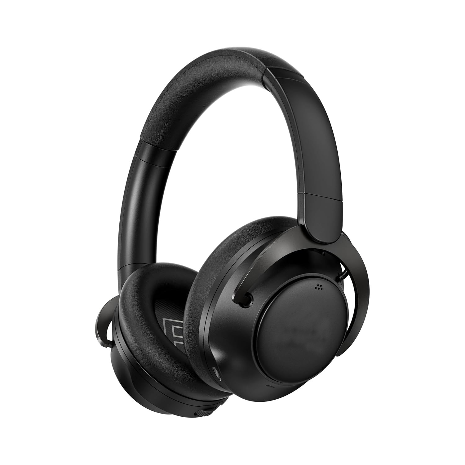 Schlanke, schwarze Over-Ear-WLAN-Kopfhörer vor schlichtem weißen Hintergrund.