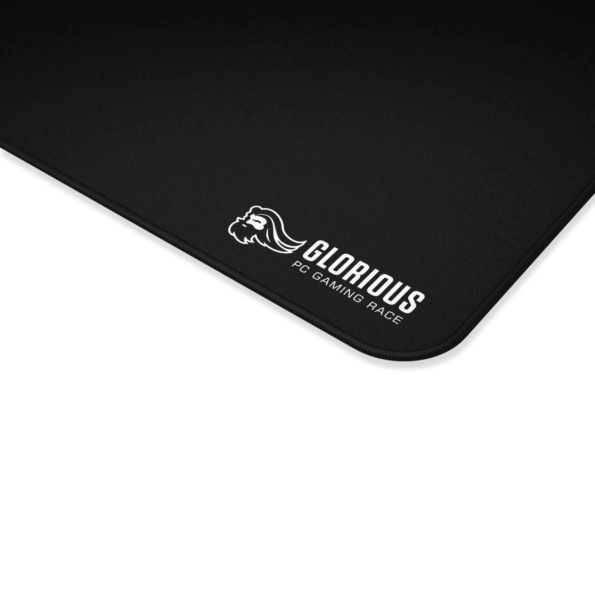 Czarna podkładka pod mysz Glorious PC Gaming Race z białym logo w rogu.