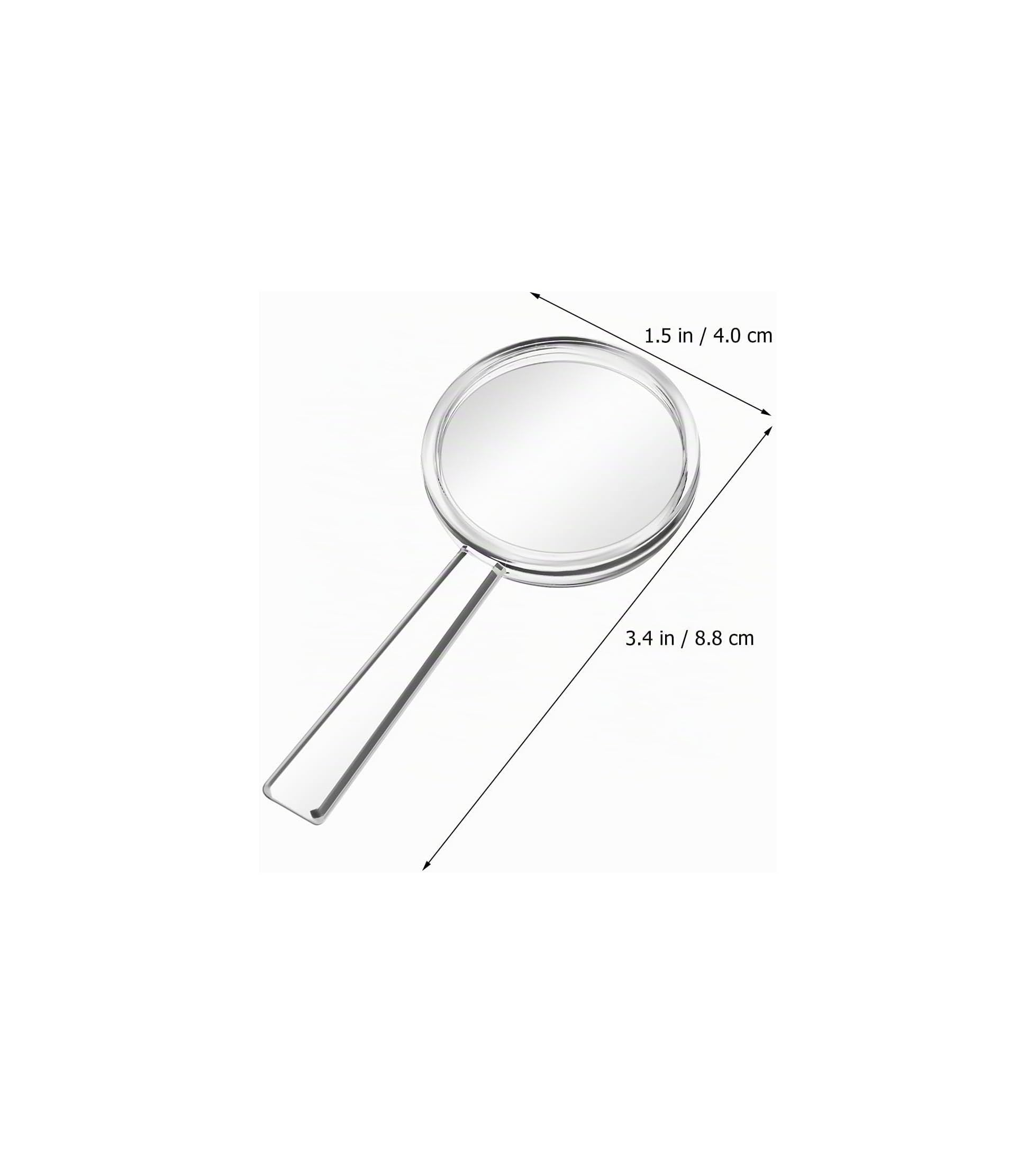 Eine transparente Lupe mit Maßen von 4 cm Breite und 8,8 cm Länge.