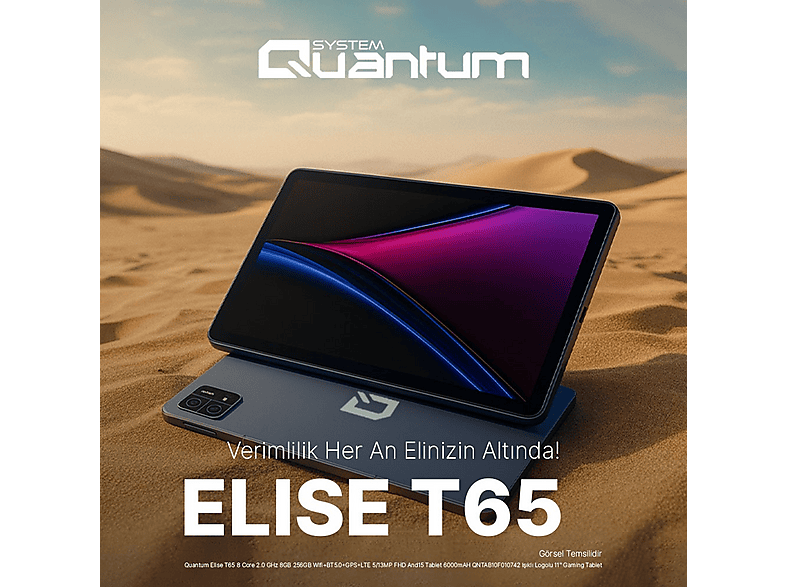 QUANTUM Elise T65 8 Core 2.0 GHz LTE FHD Android 15 11 inç 8 GB 256 GB Tablet Gri