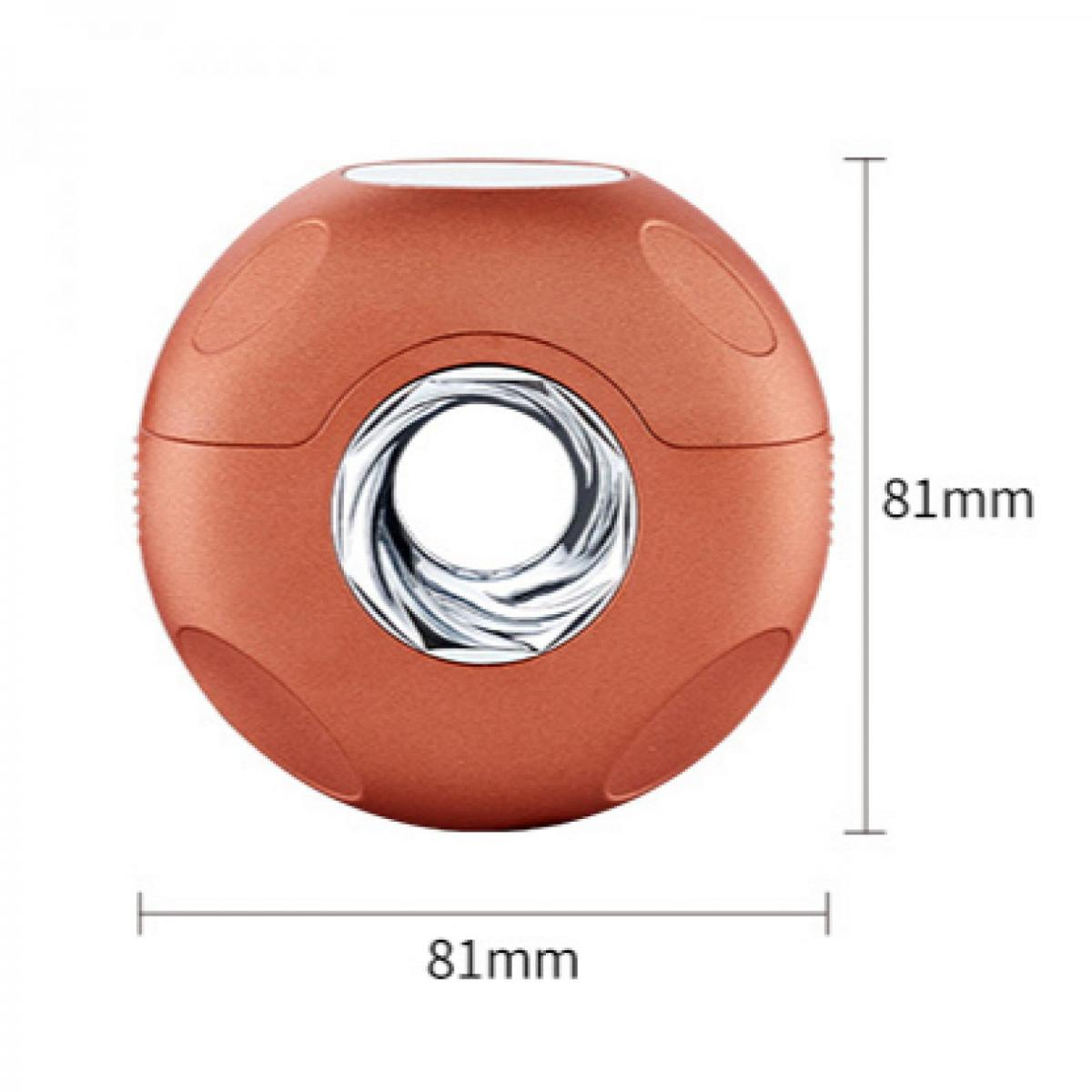 Ein rötlich-braunes sphärisches Objekt mit einer Öffnung in der Mitte, mit Maßen von 81mm mal 81mm angegeben.
