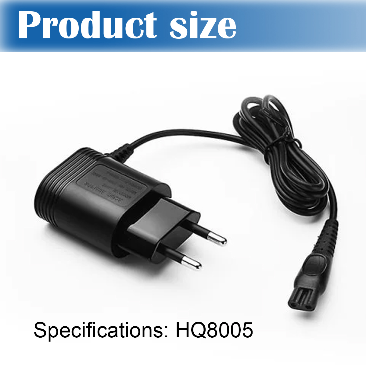 Ein schwarzes Netzteil mit einem EU-Stecker und einem aufgerollten Kabel auf weißem Hintergrund.