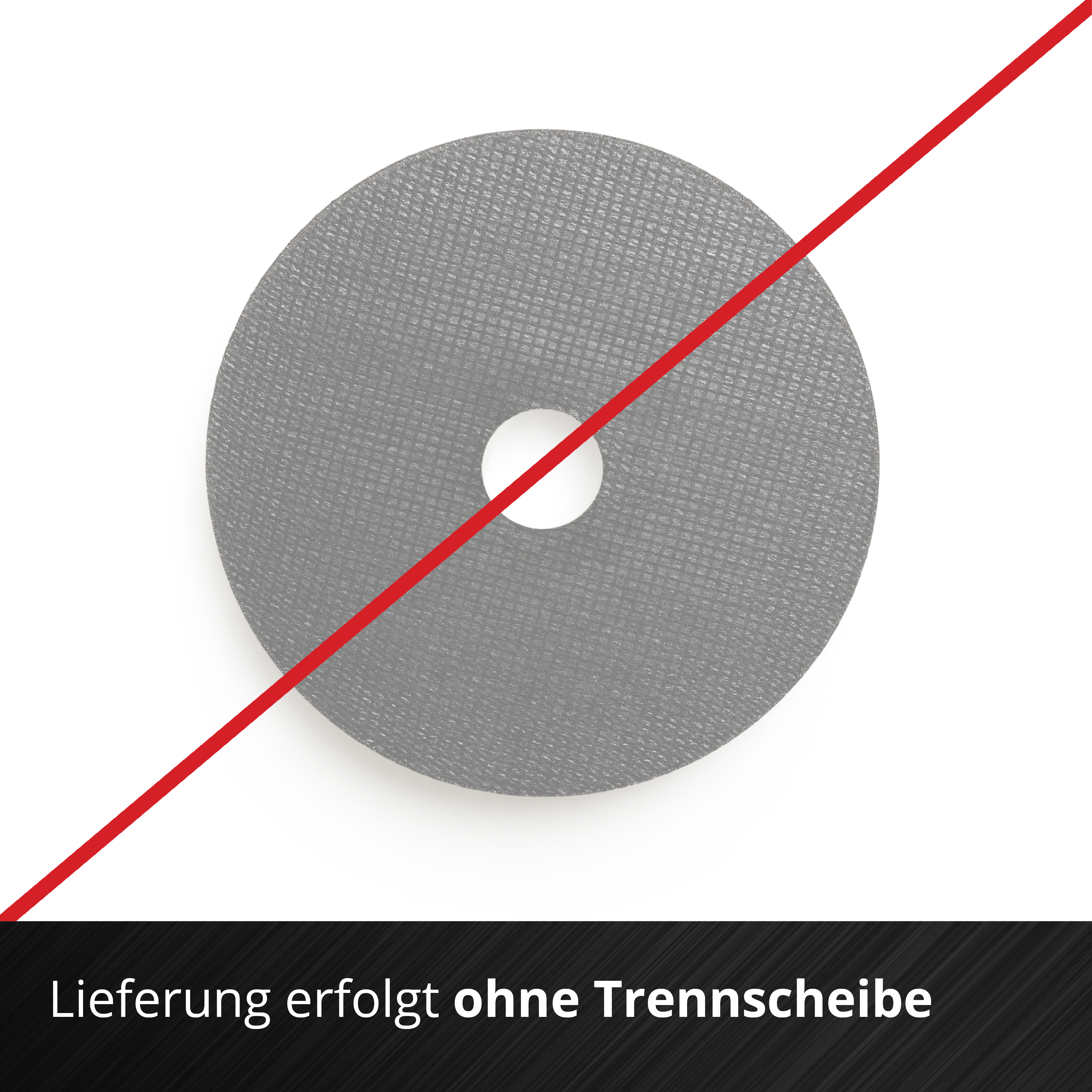 Graue Trennscheibe mit rotem Strich durchgestrichen und Text Lieferung erfolgt ohne Trennscheibe.