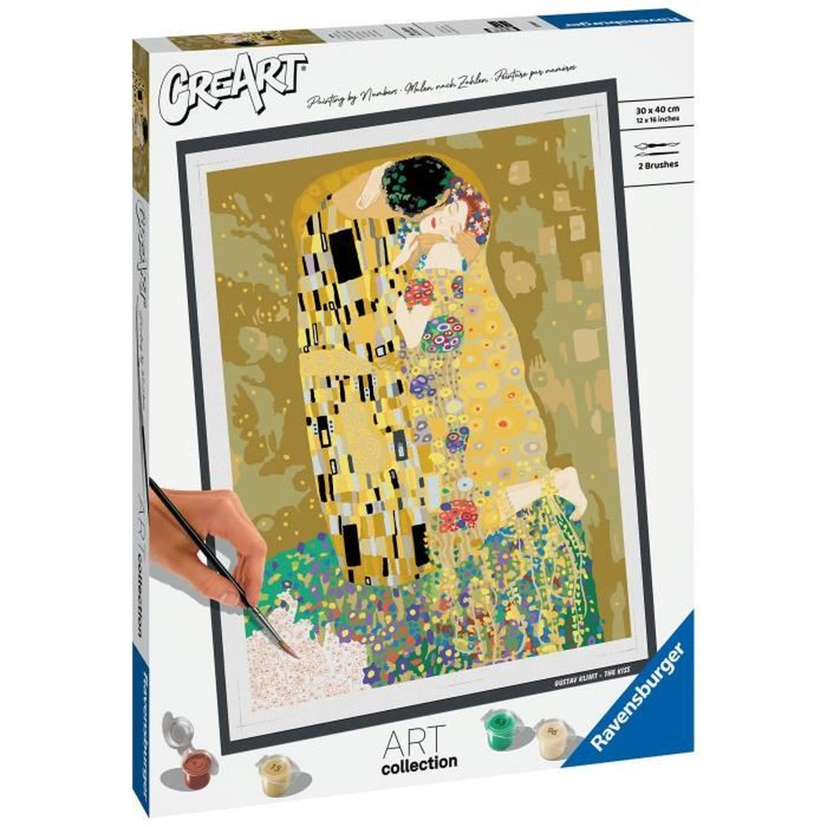 Ravensburger Malen nach Zahlen Set mit Gustav Klimts Der Kuss.
