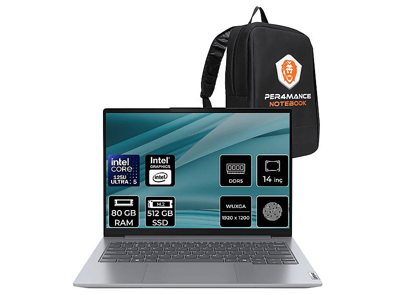 LENOVO TB 14 Gen 7 FHD+ 21MR0095TRP337 Intel Core Ultra 5 125U 80 GB RAM 512 GB SSD 14 inç FreeDOS Laptop+Çanta Gri