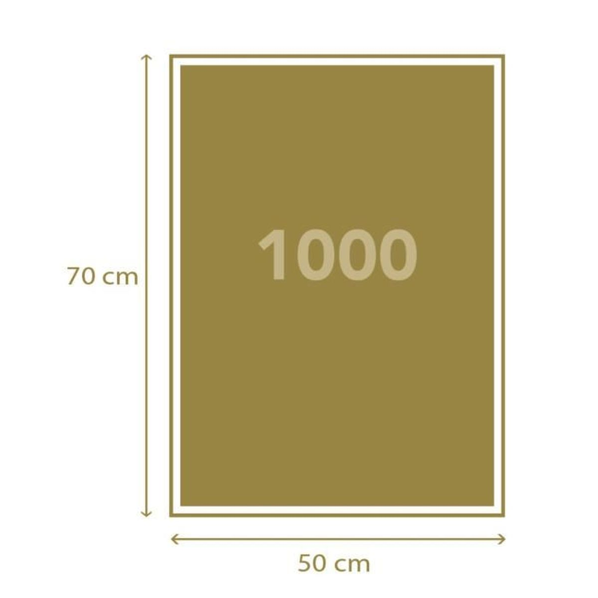 Ein rechteckiges Schild mit der Aufschrift 1000, 70 cm Höhe und 50 cm Breite.