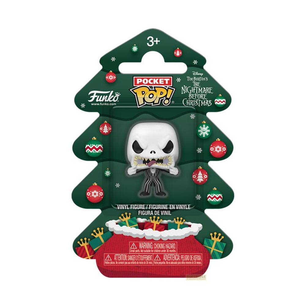 Una figura de vinilo Funko Pop de Jack Skellington de Pesadilla antes de Navidad en un empaque de árbol.