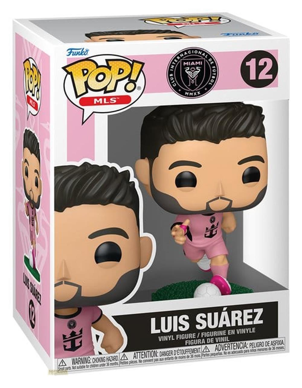 Figura de vinilo Funko Pop de Luis Suárez en equipación del Inter Miami, en caja.