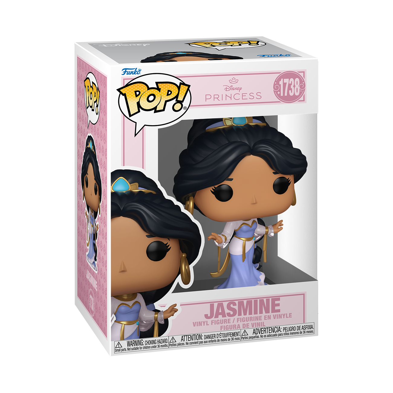 Figura de vinilo Funko Pop de la princesa Disney Jasmine en su caja.