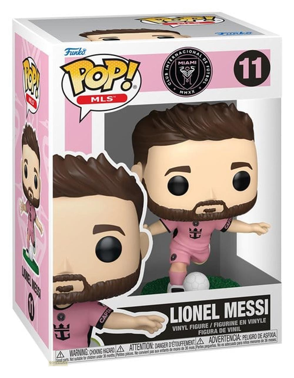 Figura de vinilo Funko Pop! de Lionel Messi con la equipación del Inter Miami.