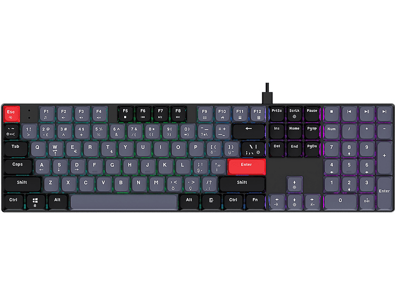 BRONZTURQ MK1175 Rainbow Anti-Ghosting Kablolu Mekanik Klavye Gri