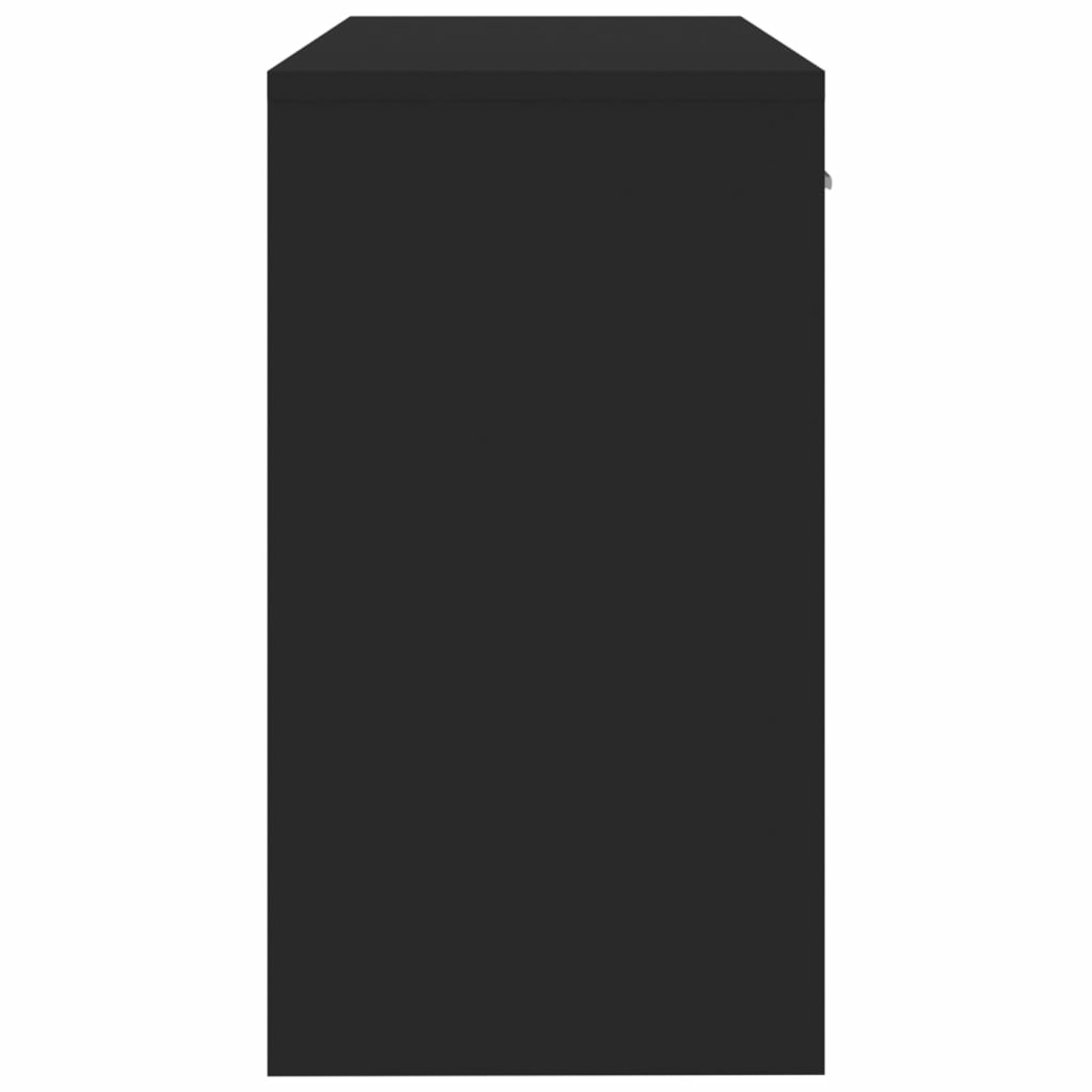 Ein minimalistischer, mattschwarzer Beistelltisch auf weißem Hintergrund.
