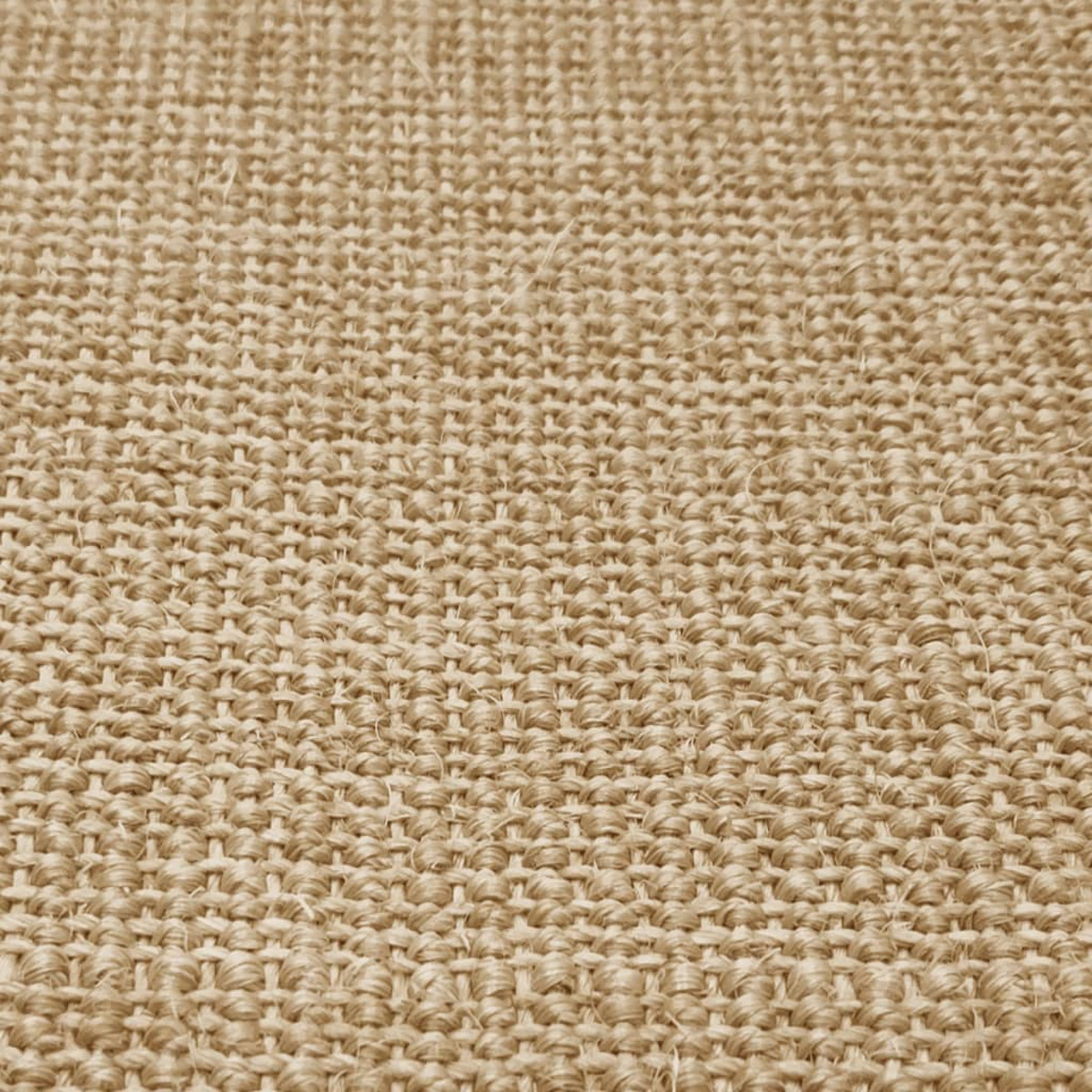Nahaufnahme einer braunen Jutegewebe-Textur mit sichtbaren groben Maschen.