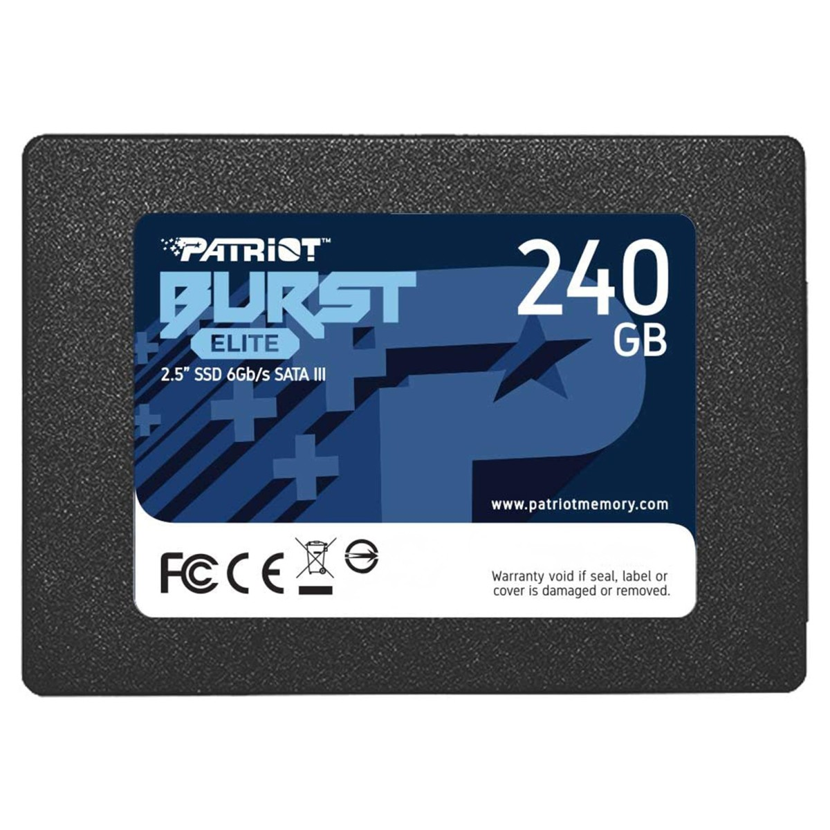 Dysk SSD Patriot Burst Elite 240 GB 2,5 cala z niebieską etykietą.