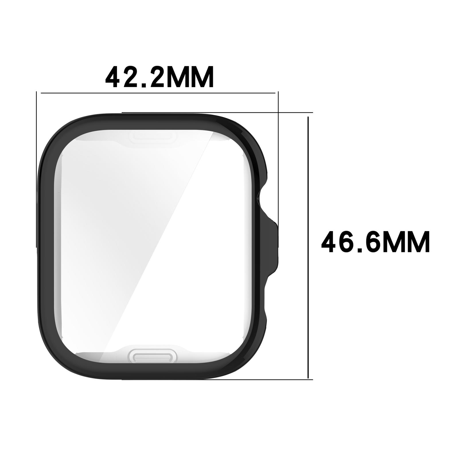 Technische Zeichnung eines Smartwatch-Gehäuses mit Maßen 42,2 mm Breite und 46,6 mm Höhe.