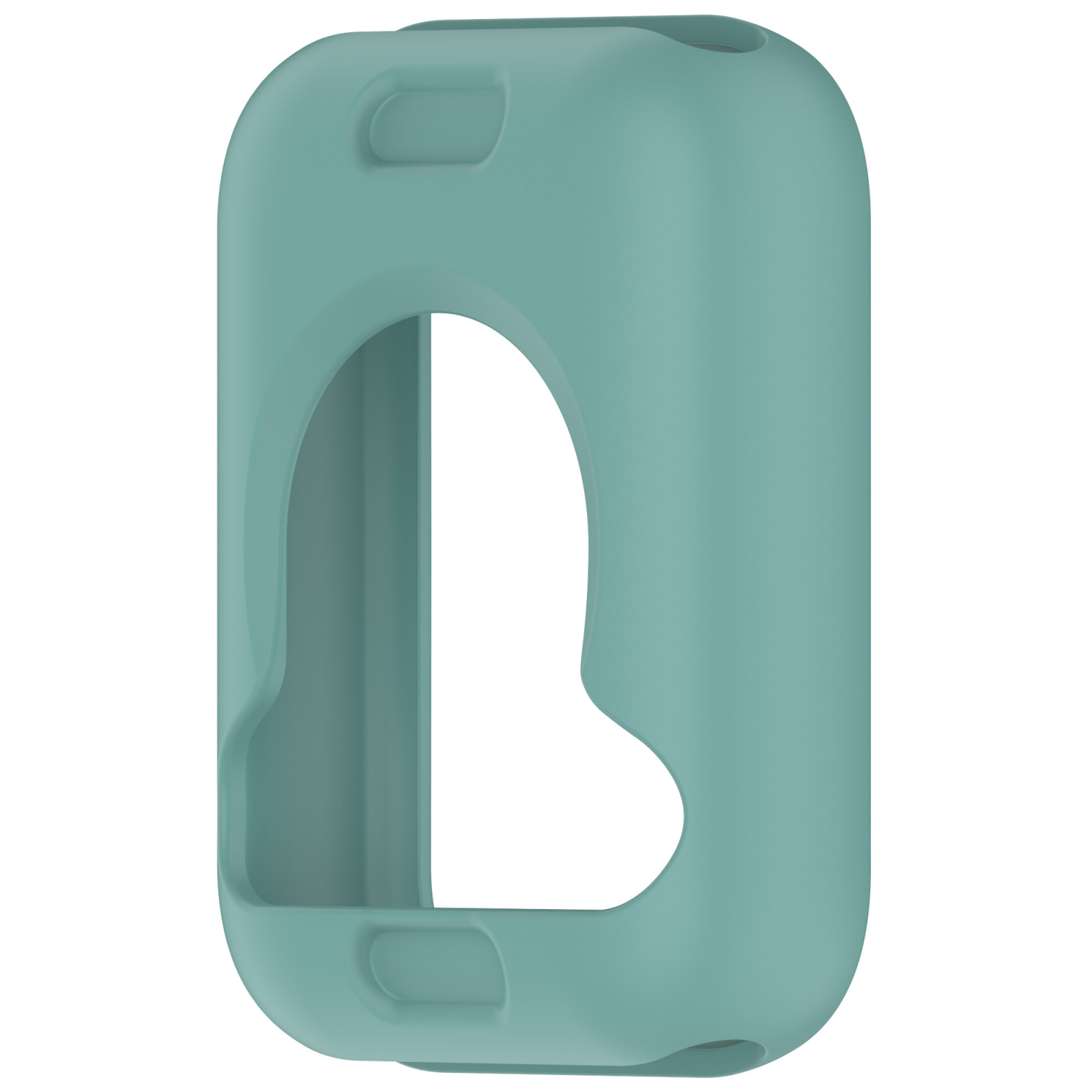 Una custodia protettiva in silicone verde chiaro con aperture per tasti e schermo.