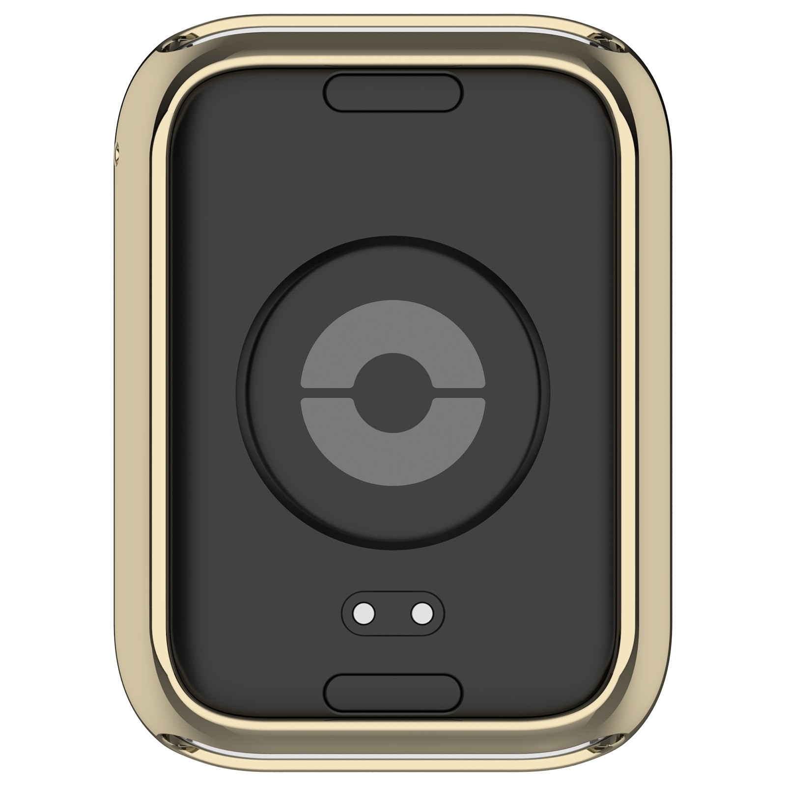 Custodia per smartphone dorata lucida con interno nero e anello magnetico.
