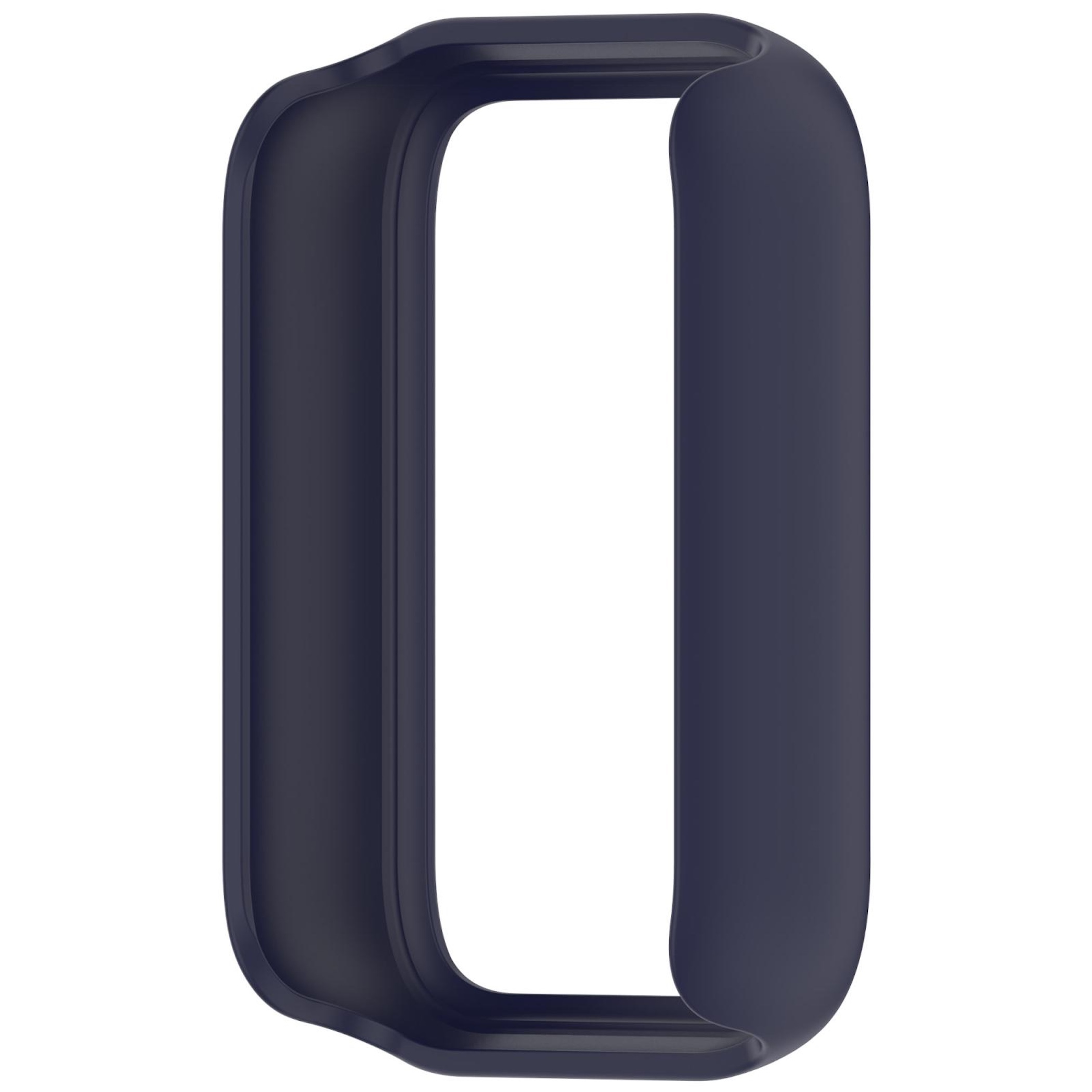 Ein dunkelblaues, rechteckiges Smartwatch-Bumper-Case auf weißem Hintergrund.